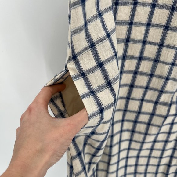 Madewell Embroidered Sunray Linen Blend Shirtdress A-Line Dress Check Size XS - Picture 6 of 13